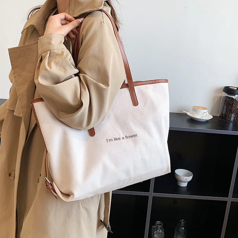 CGCBAG Large Capacity Women Canvas Tote Bag 2023 Fashion Simple Designer Handbags Commuting Casual  Female Shoulder Bag