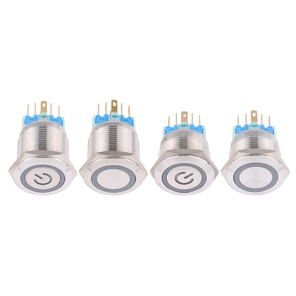 22mm Metal Latching Momentary Horn Push Button Switch LED Light Car Auto Power 3V 6V 12V 24V 220V Waterproof Ring LED Arrow led