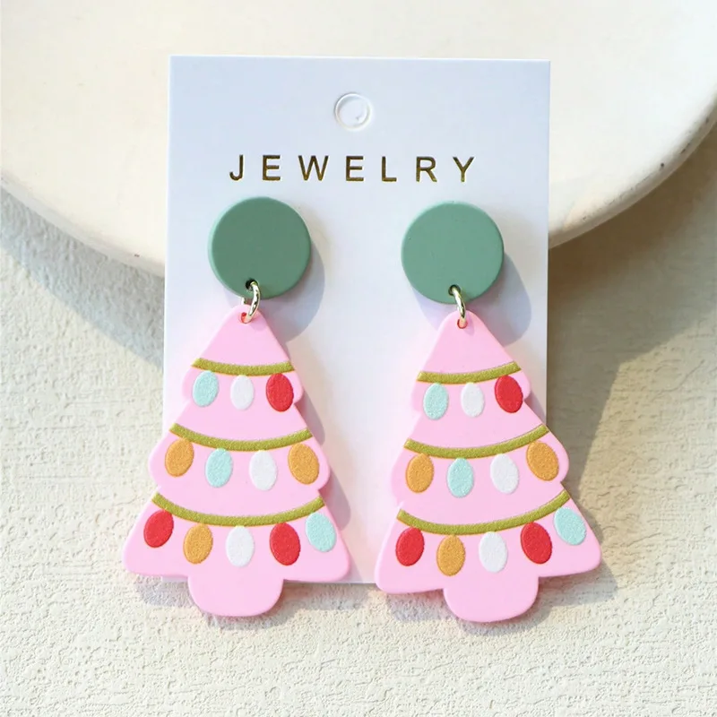 Pendientes de lentejuelas de árbol de Navidad para mujer, joyería elegante, purpurina suave, multicolor, arcoíris, 1 par