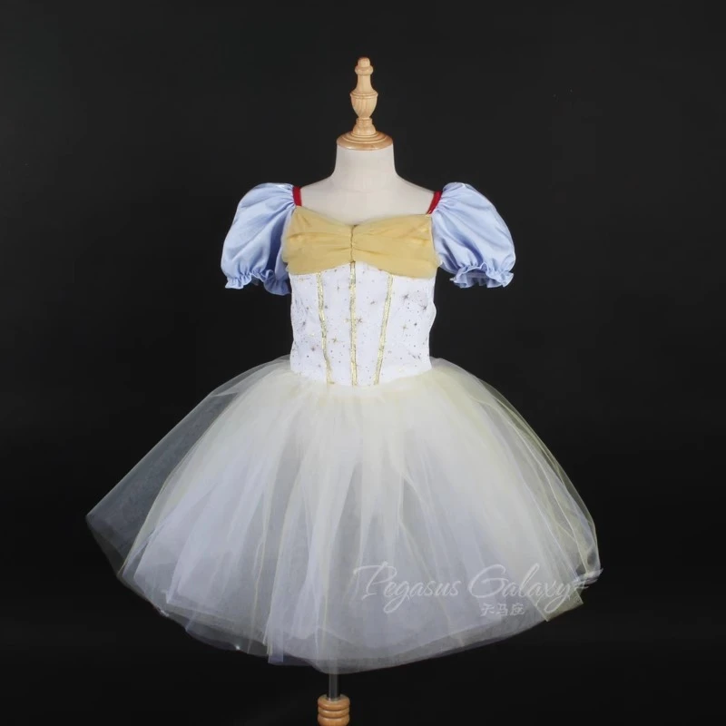 

Girls Ballet Tutu Dress Women Puff Sleeve Stage Performance Dancewear With Hidden Buttons Stage Shows Children Dance Dress