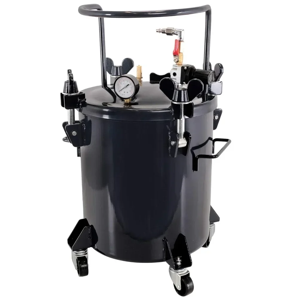 

5 Gallon (20 Liters) Pressure Pot Tank for Resin Casting Heavy Duty Powder Coated Pot with Air Tight Clamp on Lid, Caster Wheels