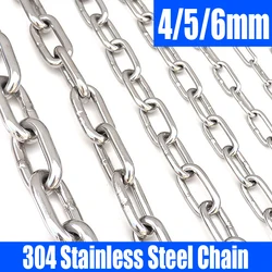 1 Meter 4/5/6mm Diameter 304 Stainless Steel Chain Long Link Chain/Short Link Chain Lifting Pet Industry Welded Binding Chain