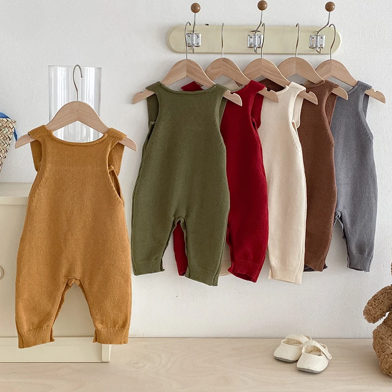 

2025 New Autumn Newborn Baby Girls Boys Pants Solid Color Knitted Overalls Toddler Baby Boys Girl Knitted Trousers