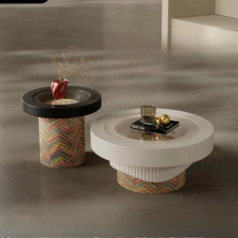 Italian minimalist cream wabi wind coffee table living room home art niche designer glass medieval coffee table