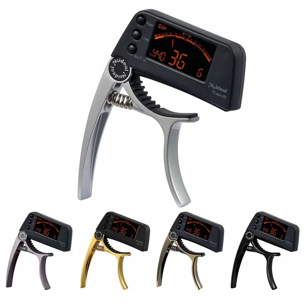 Portable Zinc Alloy Guitar Tuner 2-In-1 LCD Screen Guitar Capo Guitar Accessories High Sensitivity Guitar Tuner Clamp