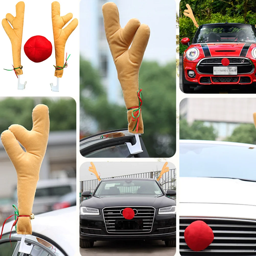 1 مجموعة قرون السيارة ديكور لعيد الميلاد الرنة الأيائل قرون نافذة كليب على شاحنة عيد الميلاد Suv فان حلية لا أدوات اللازمة الرنة