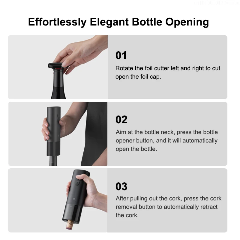 Электрический штопор Xiaomi Mijia, автоматическая открывалка для вина, пива, красного вина, с ножом для фольги, кухонные аксессуары