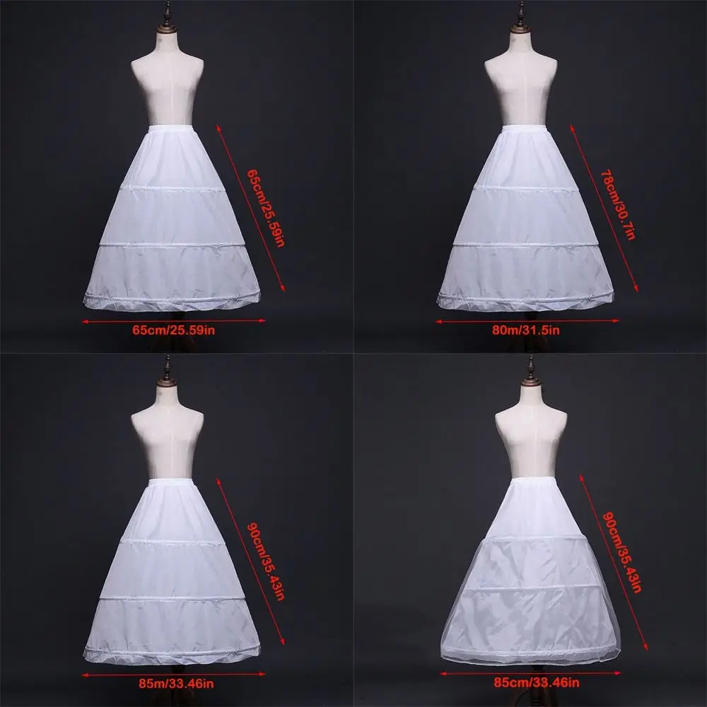 New White Petticoat 3-Hoops Long Crinoline Skirt Underskirt image 6