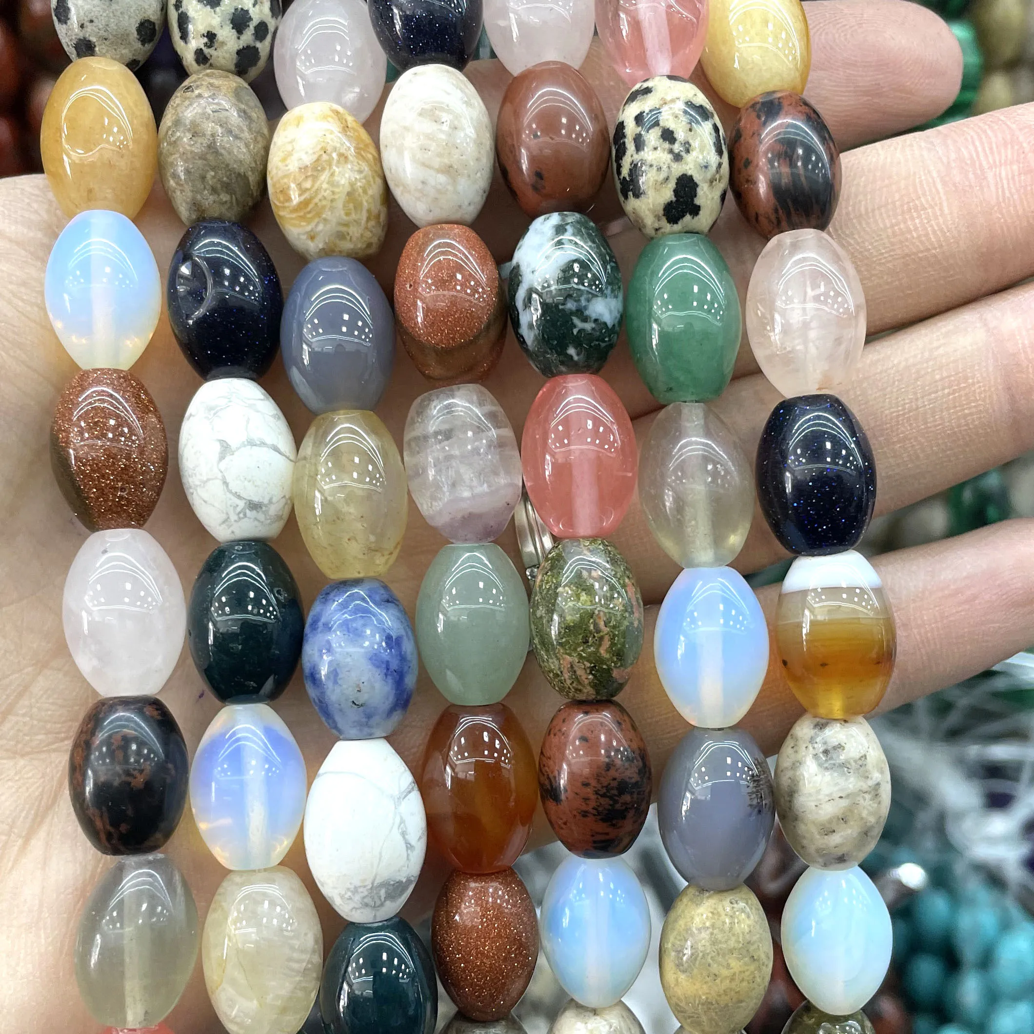 10*14MM Natural Stone Rice Shape Agates Quartz Aventurine Loose Spacer Beads For Jewelry Making DIY Bracelet Necklace Accessorie
