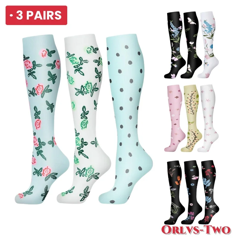 58 Styles 3 Pairs/Pack Compression Socks Knee High 30MmHg  Women Men Sports Socks Edema Diabetes Varicose Veins Running Socks