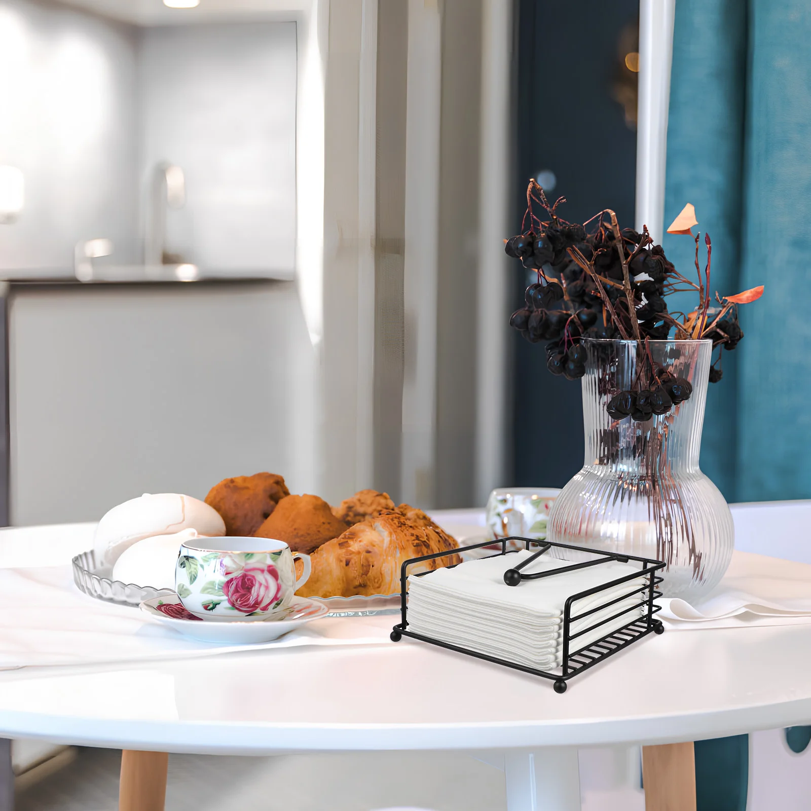 

Iron Napkin Holder Square Metal Tissue Box for Kitchen Table Restaurant Decor Flat Paper Towel Dispenser Napkin Rack