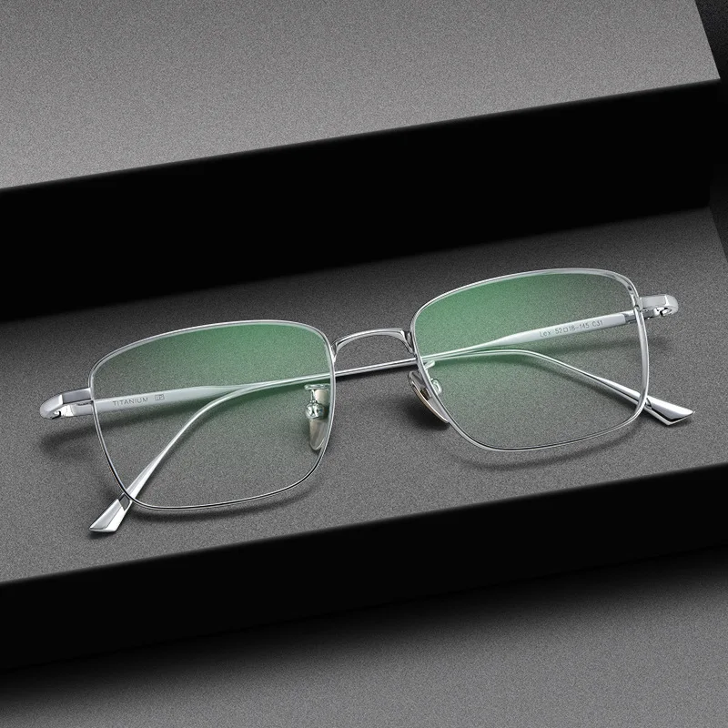 52mm New Eyewear Pure Titanium Men's Fashion Glasses Frame Myopia Anti-Reflection Prescription Optics Lenses Square Eyglasses