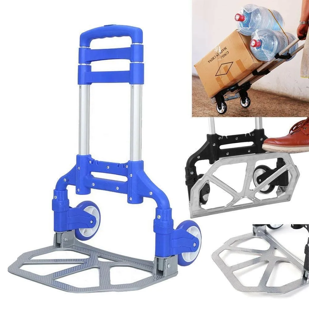 

170lbs Cart Folding Dolly Collapsible Trolley Push Hand Truck Moving Warehouse