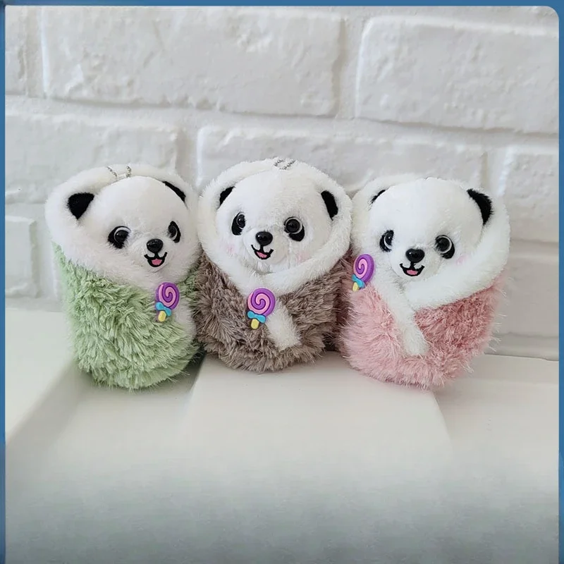 13cm Hot Cartoon Panda blanket wrapping 3 Colors Soft Stuffed Plush Toys Hobbies Exquisite Kawaii Bag Decoration Keychain