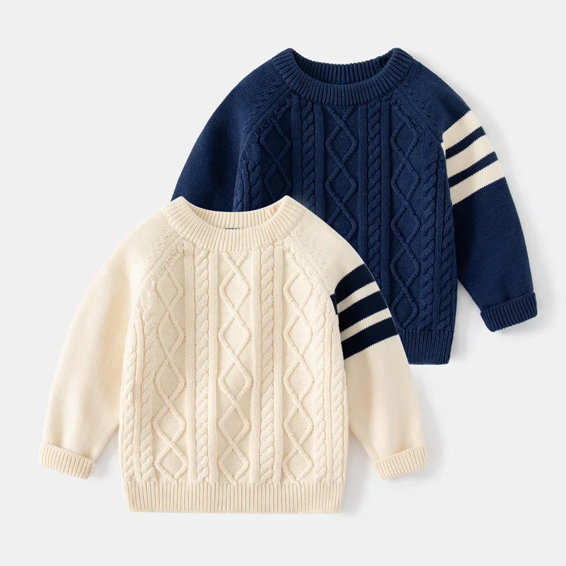 Autunno inverno bambini maglione manica lunga girocollo maglioni lavorati a maglia stile coreano Pullover in cotone maglioni per bambini ragazzi