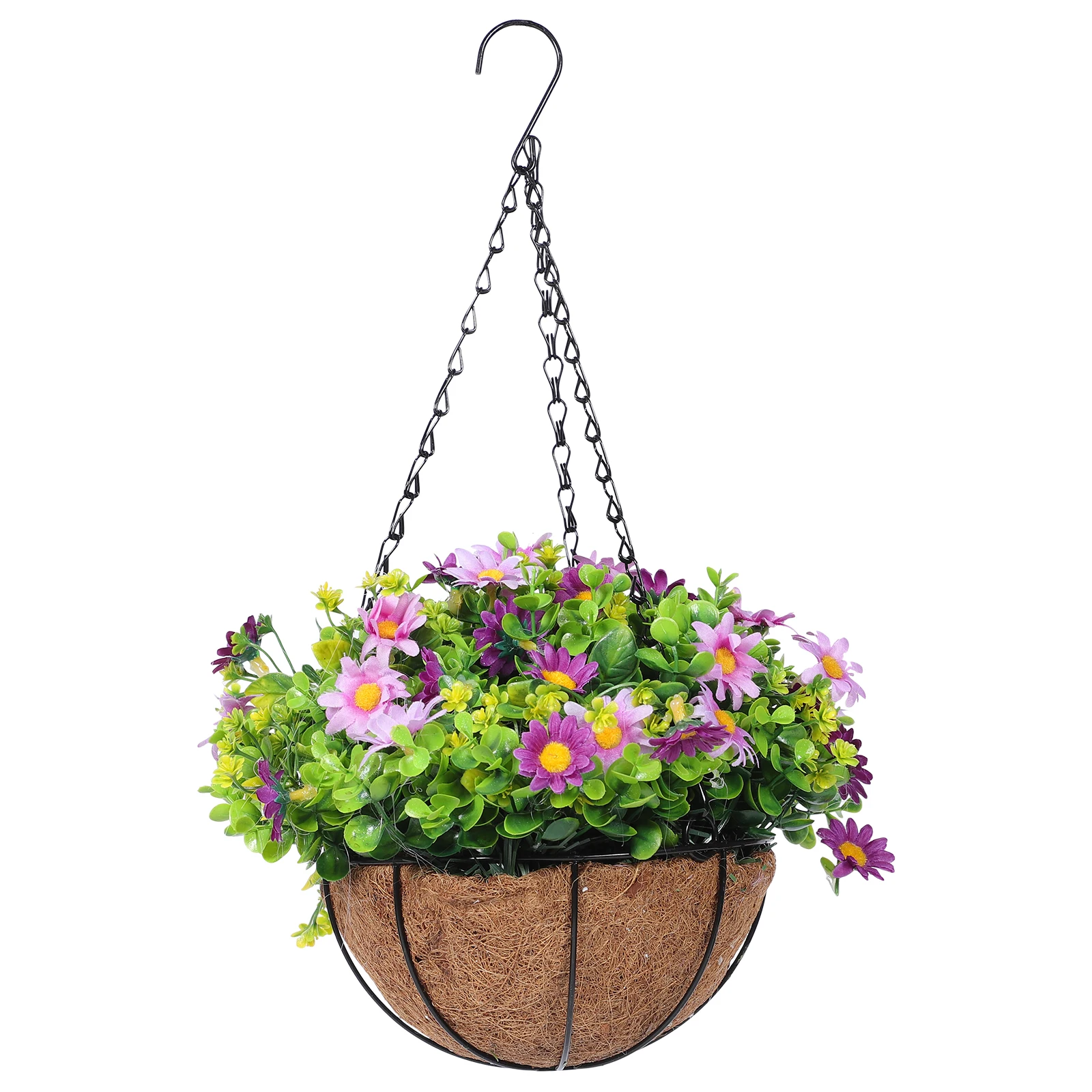 

9 Coconut Palm Flower Baskets Hanging Garden Ornaments Artificial Iron Planters Balcony Bedroom Office Outdoor Indoor