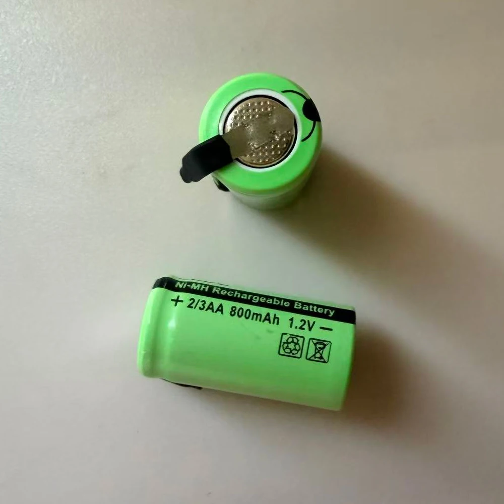 2/3AA 1.2V 800mAh Ni-MH Rechargeable Battery With Nickel Sheet For Nuface Microcurrent Facial Toning Device