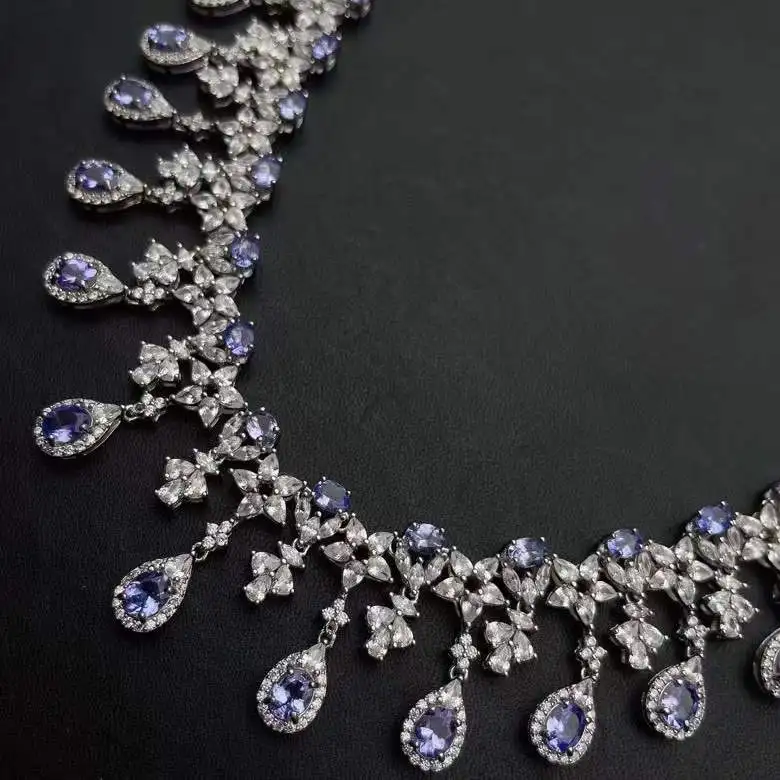 

The Best Gift for the Party Natural Tanzanite Pendant 925 Sterling Silver Fashion Real Tanzanite necklace