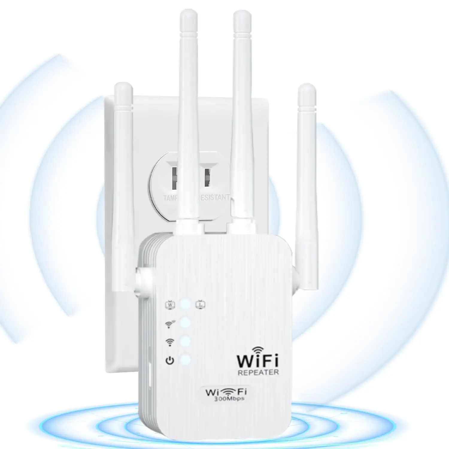 Repetidor sem fio para casa, extensor de Wi-Fi, poderoso impulsionador de sinal, 4 antenas, 2.4GHz, 802.11 B G N, 300Mbps