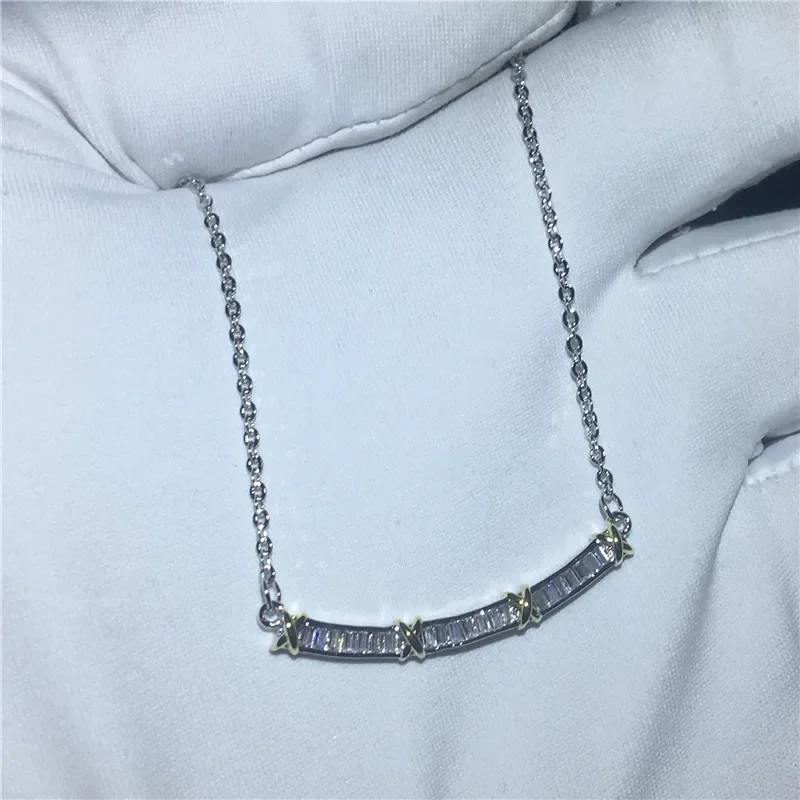 Long Acorss Pendant AAAAA Cubic Zirconia Silver Color Party Wedding Pendants with necalace for women Valentine's Day Gift