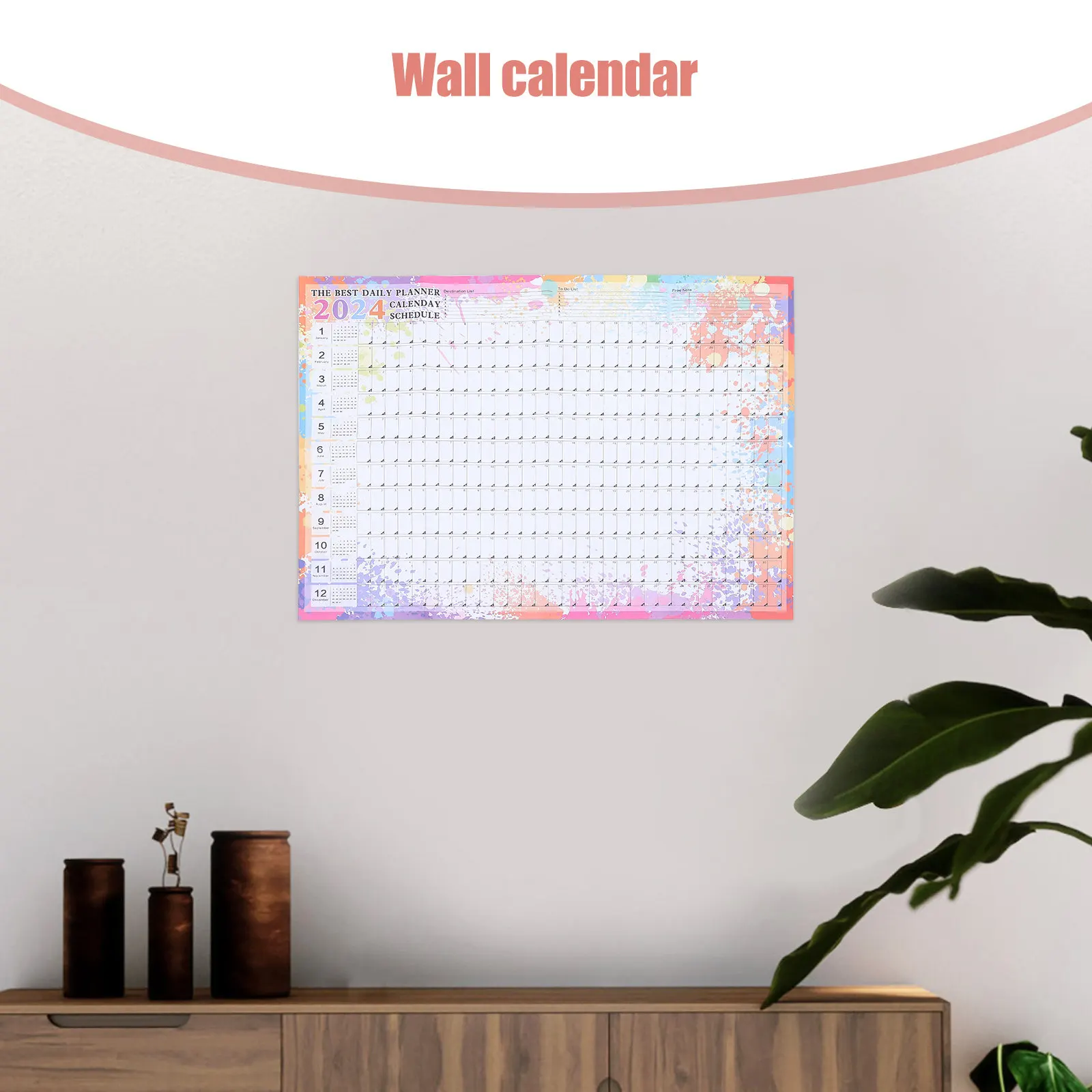 Retro American Style Wall Calendar Paper Monthly Hanging Office Home Daily Use Sturdy Noting Calendar English Date Festival Plan