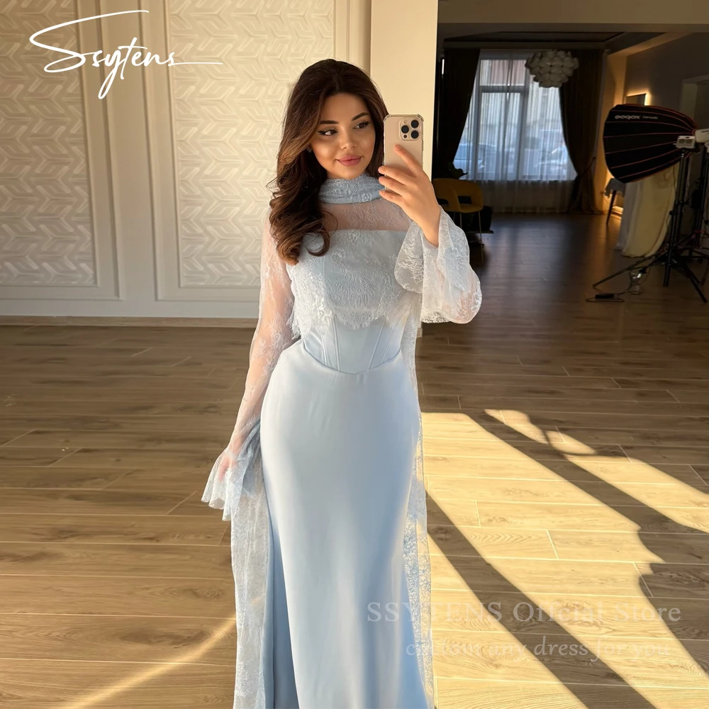 

SSYTENS Elegant Mermaid Evening Dresses 2 in 1 Strapless Long Lace Prom Dresses Saudi Arabia Customized Party Dresses Vestidos