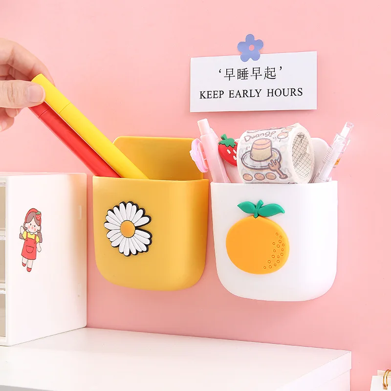 Cute Cartoon Wall Multi-functional Storage Box Bedside Desktop Mobile Phone Cosmetic Self-adhesive Storage Rack