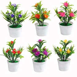 Plantas bonsái artificiales con maceta, decoración de Mesa para el hogar, jardín, habitación, oficina, amarillo, rojo, naranja, rosa, morado