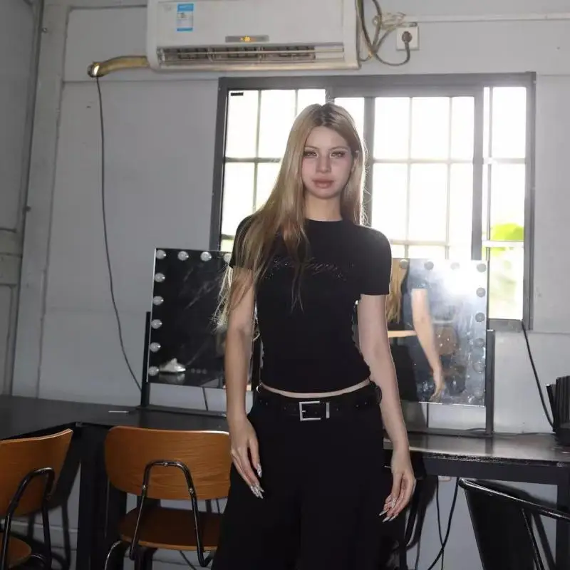 Yedinas-camiseta gótica feminina, moda coreana, tops de verão, finos, estética grunge, camiseta vintage Y2K, roupas femininas, 2021