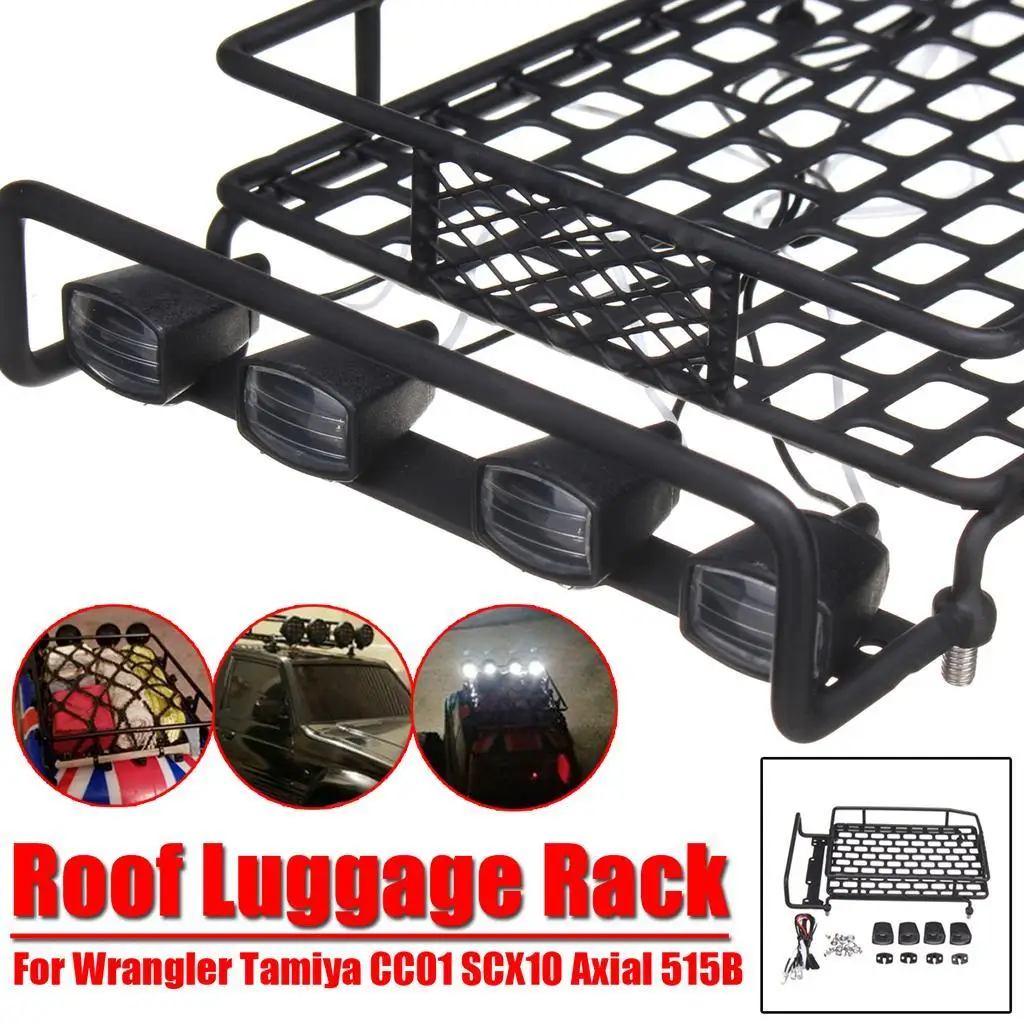 Portapacchi con 4 barre luminose a LED per veicoli RC 1:10th Rock Crawler Rally