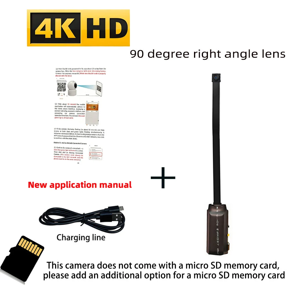Verbeterde versie, 4K HD mini WiFi-camera, ondersteunt weergave op afstand, bewegingsdetectie, doe-het-zelf-camera in nanny-stijl