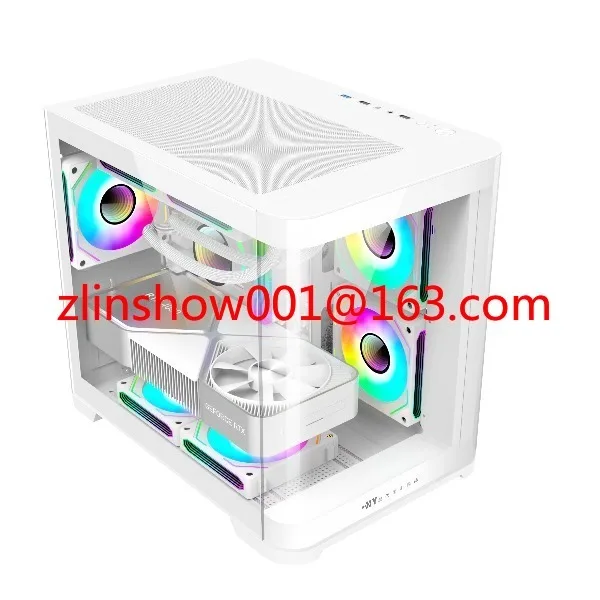تصميم جديد منحني من الزجاج المقسى PC RGB Gamer Cabinet كمبيوتر ألعاب برج أبيض حافظة كمبيوتر ألعاب