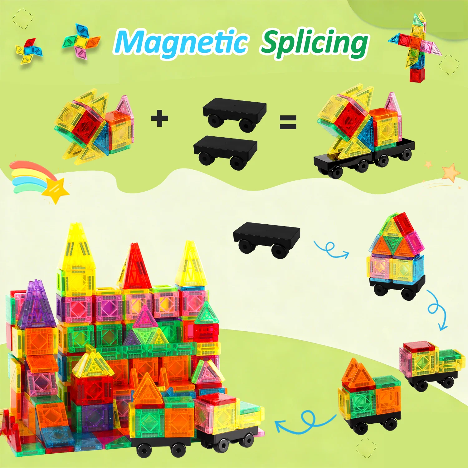 Mini Magnetic Tile Magnetic Piece Toy, with Iron Box for Easy Portability, Magnetic Building Blocks, Can Be Played Anywhere, Easy to Store, Suitable for Holiday and Birthday Gifts