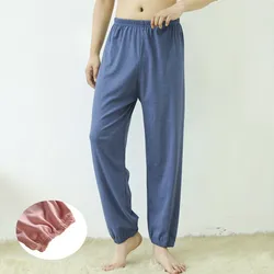 Calça doméstica solta elástica masculina, calça pijama de fundo quente, pijama masculino, calças plus size, 2XL-7XL, outono, inverno