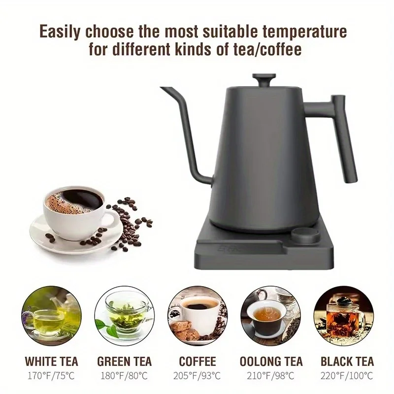 1pc Gooseneck Electric Kettle - Intelligent Constant Temperature, Ideal for Pour Over Coffee & Tea, Hand Brewed Coffee Pot