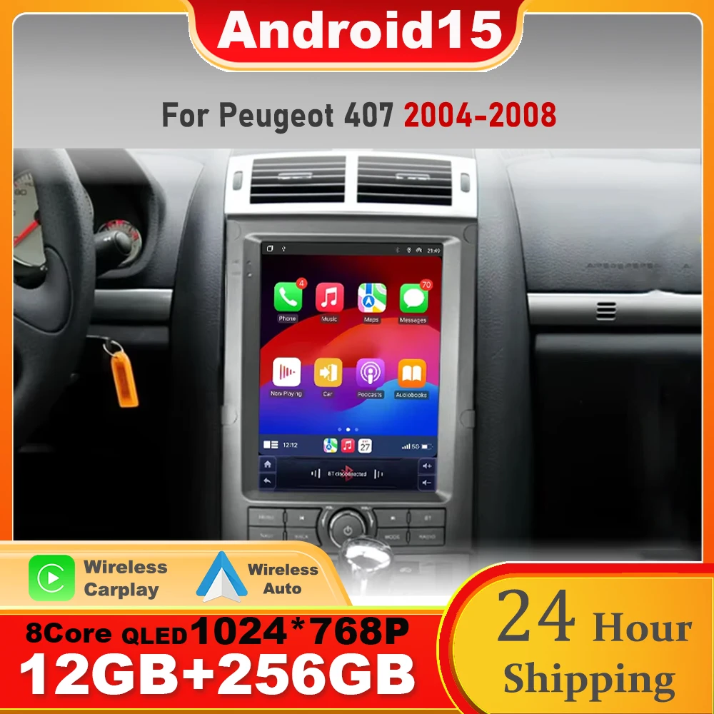 

9.7 Inch For Peugeot 407 2004-2008 Android 15 Car Radio Stereo Multimedia Video Player DVD GPS Navigation Tesla Style Head Unit