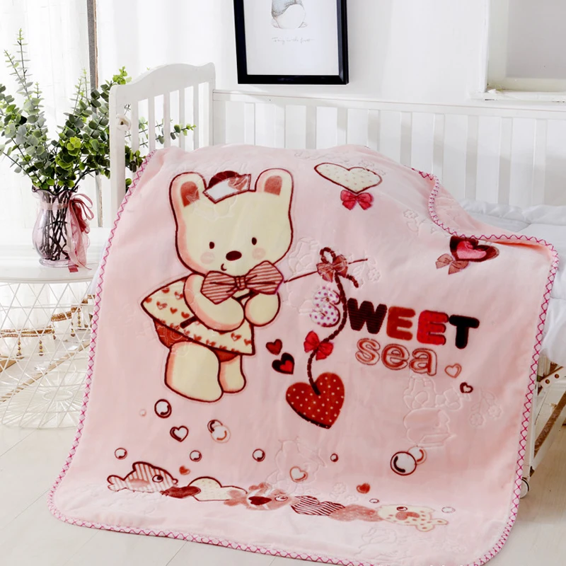 Cartoon Print Baby Blanket Spring Autumn Winter Plush Kindergarten Nap Blanket Soft Newborn Thickened Warm Blanket Baby Bedding