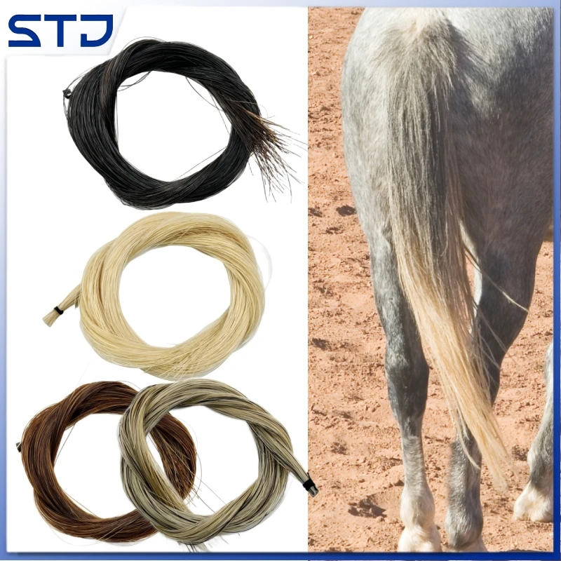 7g 82-109cm horse tail AAA Stallion Mongolia natural horsehair Universal type white violin cello bass bow hair black Weaving