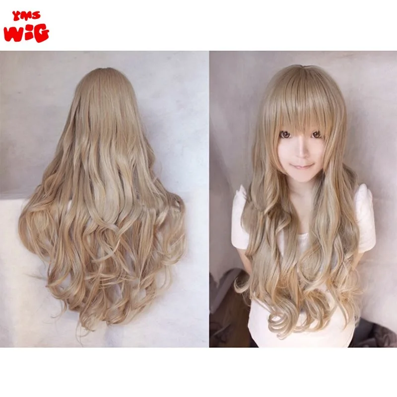 80cm lockiges langes synthetisches Haar grüne Perücke Haarteil rosa schwarz Party Haar Cosplay Perücken für Frauen d42b