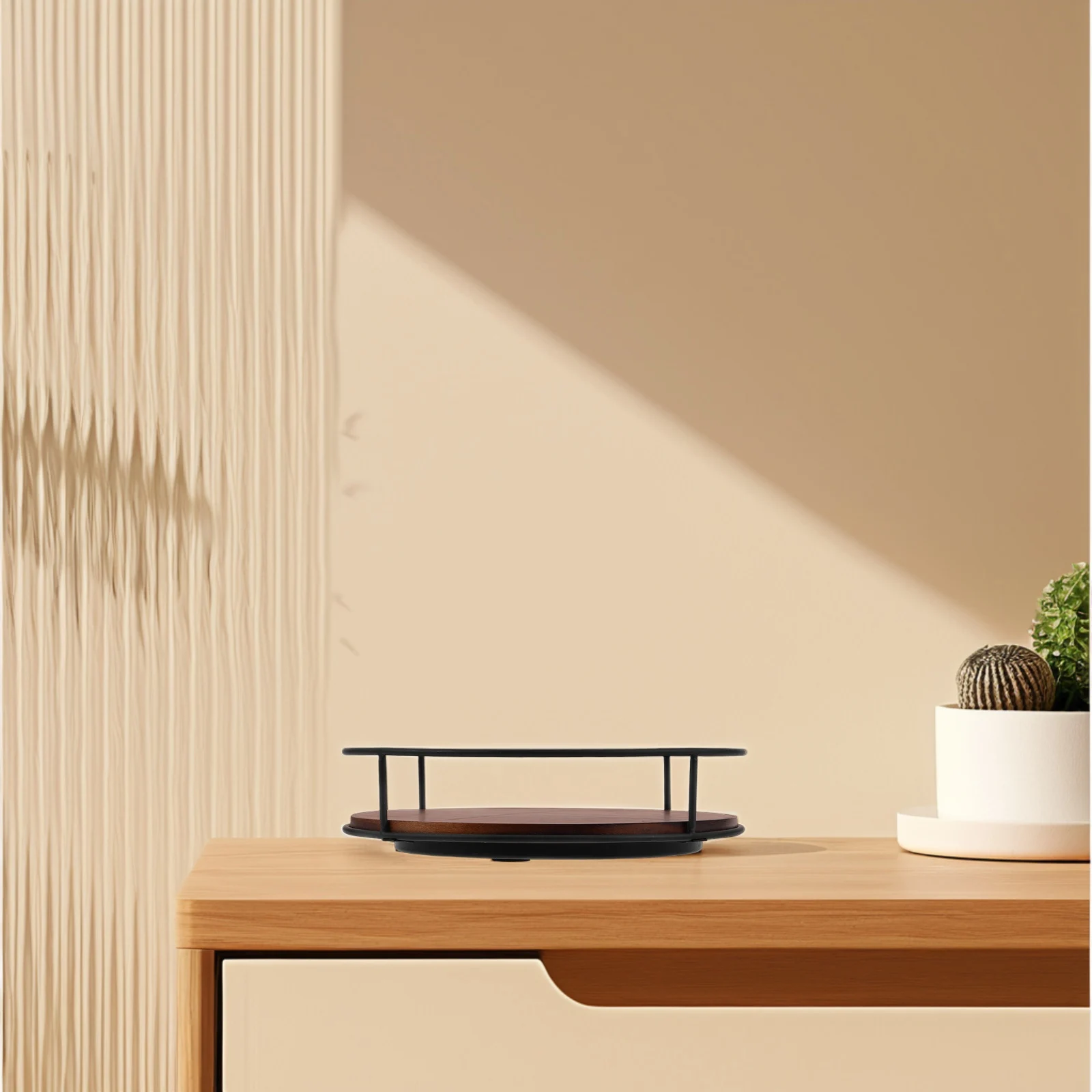 

Rotating Shelf Lazy Susan Spice Organizer Kitchen Counter Tray Dining Table Condiment Desk Wooden Turntable Storage