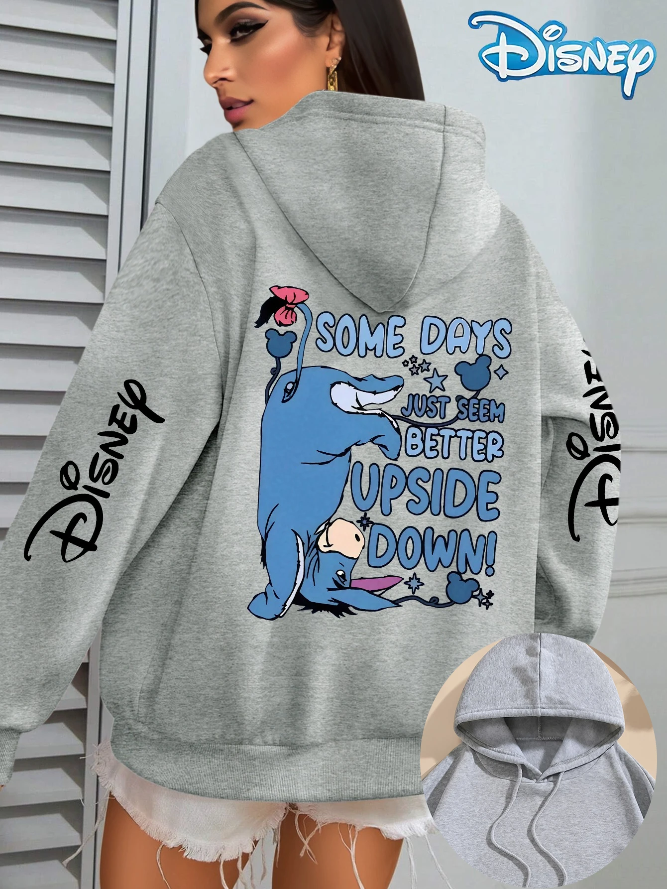 ديزني المرأة Eeyore ويني ذا بوه الصوف هوديس الرجال قلنسوة من القطن البلوز البلوز الخريف الشتاء المتضخم معاطف #2