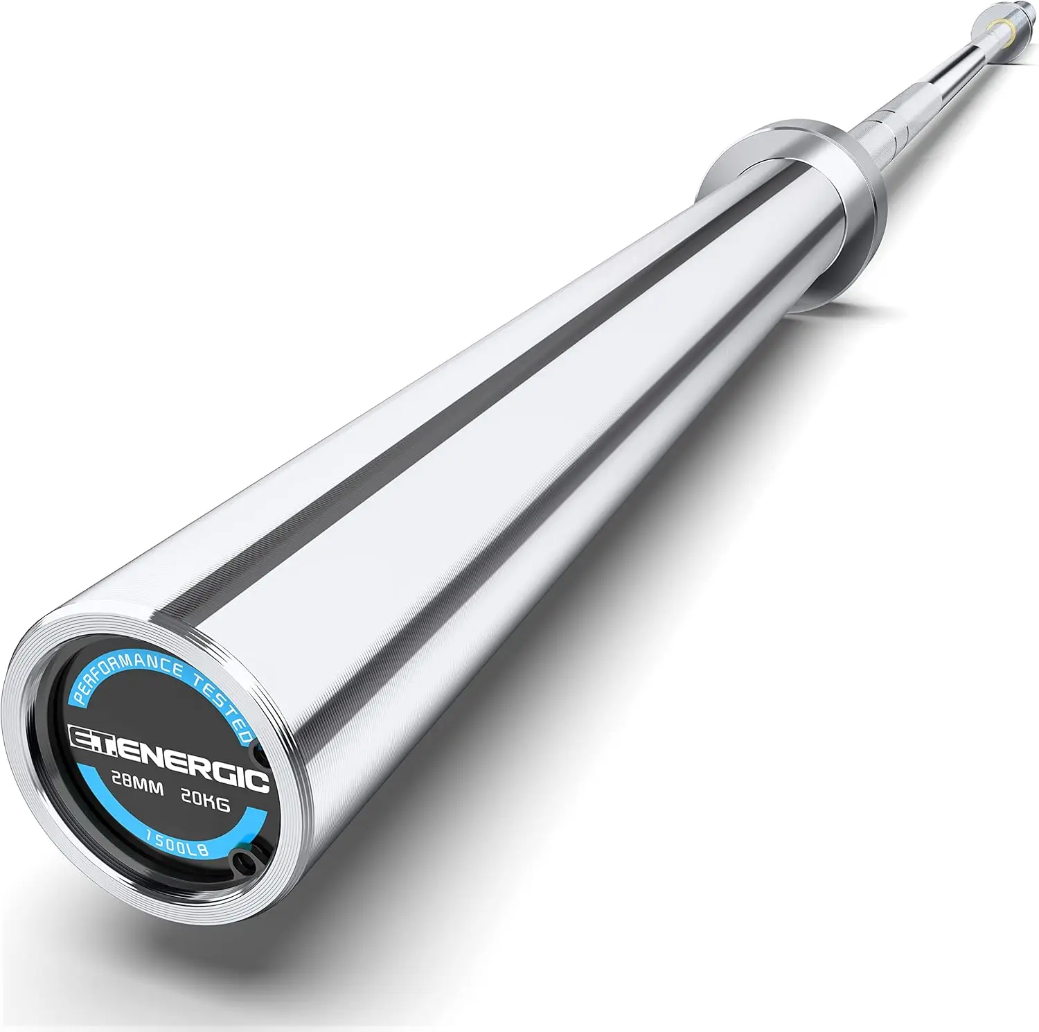 

Powerlifting Barbell 44lb Olympic Bar 1500-lbs Capacity Available with Hard Chrome Sleeves for Deadlift, Squat and B