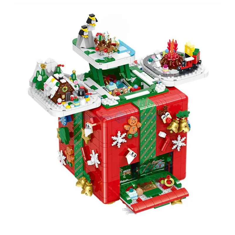 

The Christmas Surprise Gift Box Model Building Bricks Santa Claus MOC 60506 Tree Blocks Ideas Education Toy Kids Boys Girls Gift