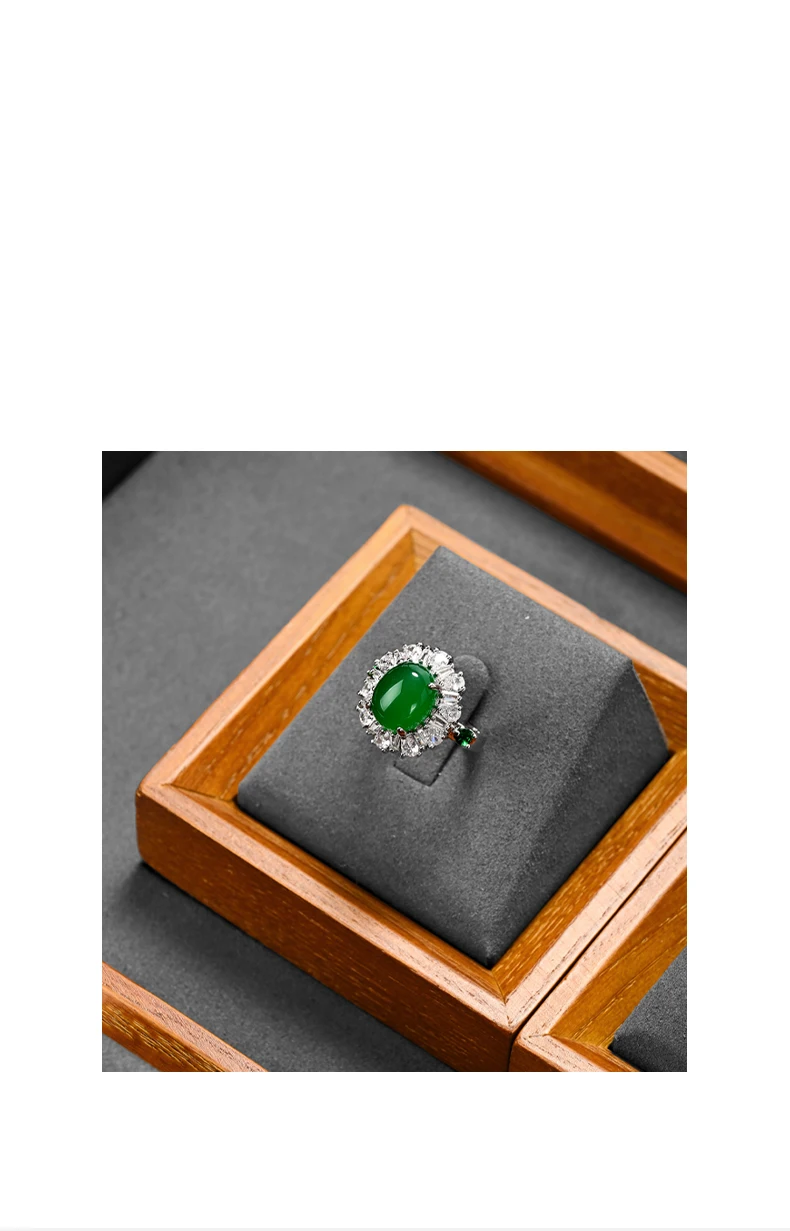 Oirlv Holz-Schmuckständer-Set, grauer Samt, Ring- und Ohrringhalter, Präsentationsständer für Edelstein-Einzelhandelsgeschäfte, Thekenständer – Detail 5