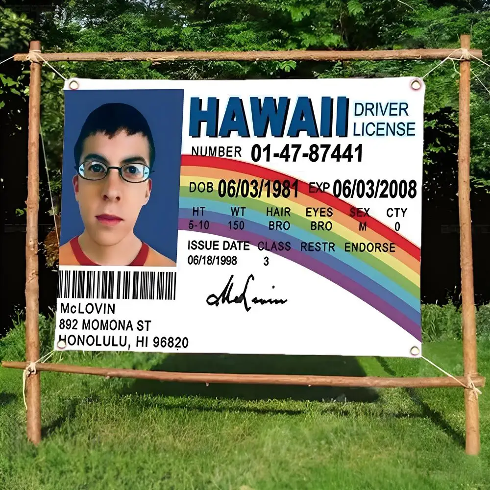 meme token badge M-McLovin ID meme Flags Borderless four-ring ornament indoor outdoor decoration effortless to hang