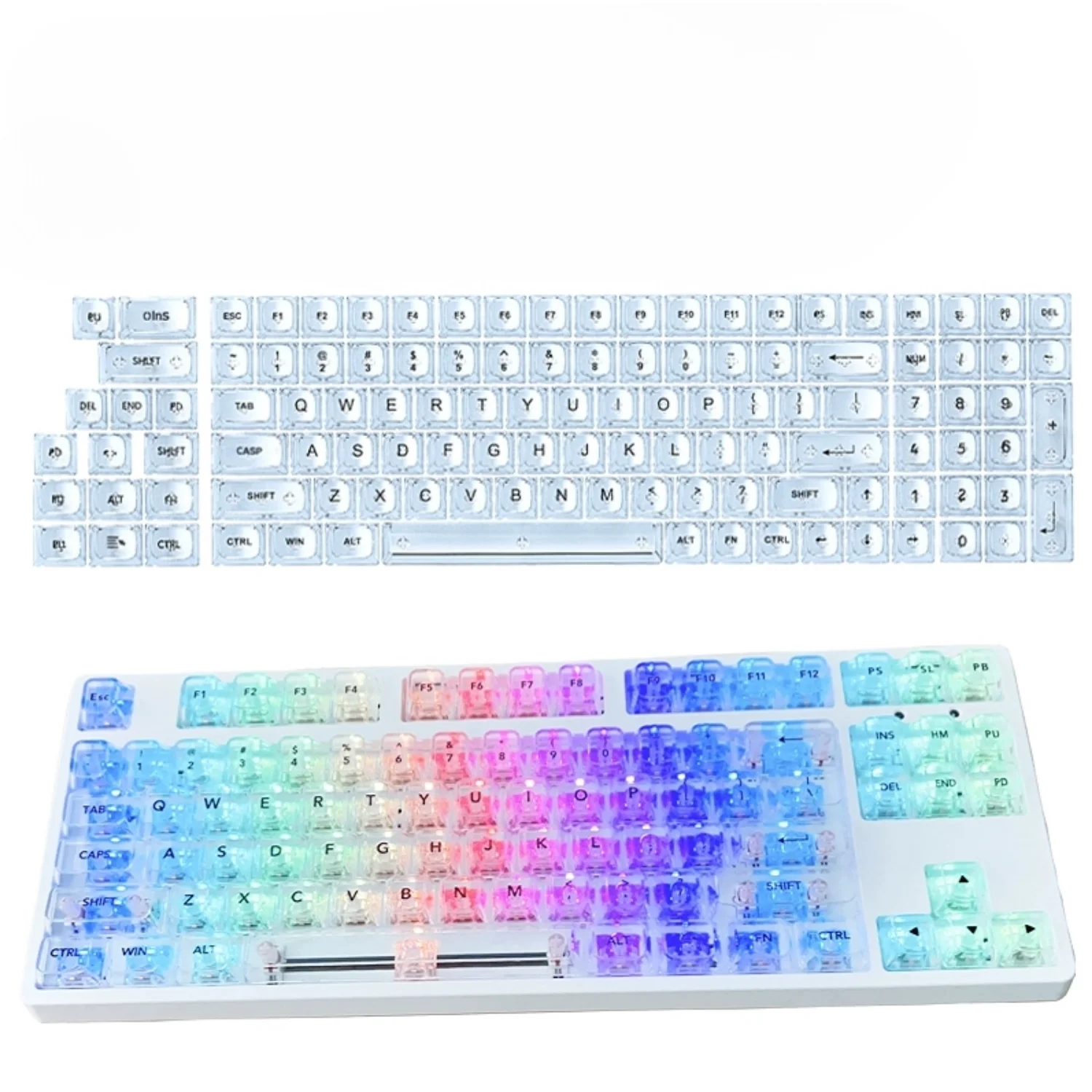 

Transparent Keycaps PC Material OEM/CBSA Height Matte Frosted 132 Keys Small Complete Set Suitable for Mechanical Keyboards