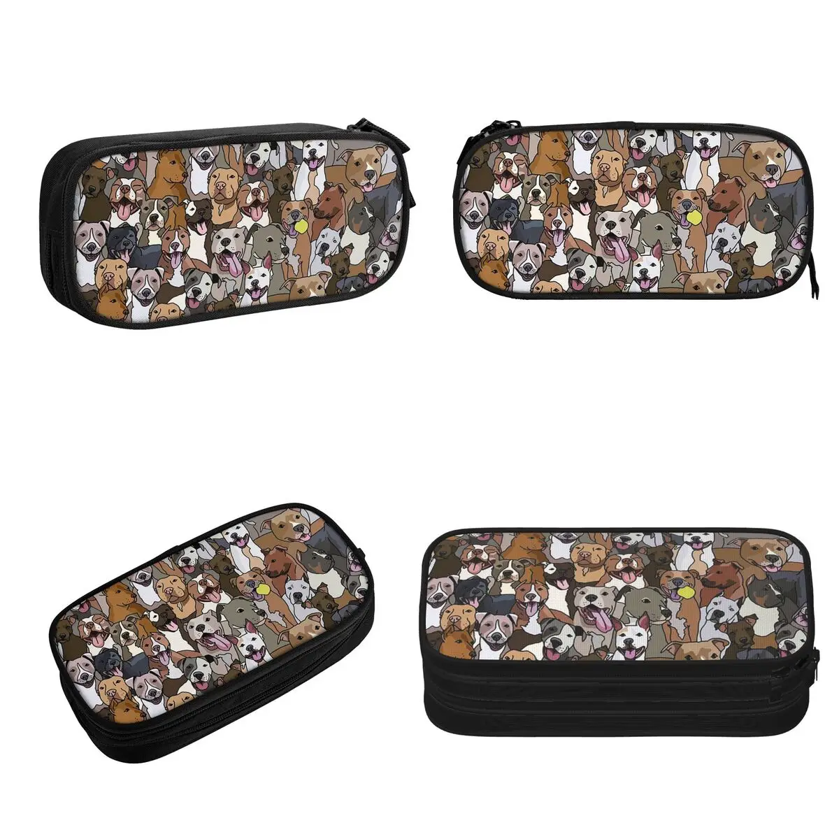 Pitbull Dog Pattern All The Mutts Pencil Cases Large Capacity Pen Bags Pen Box Pencil Pouch For Boys Girls Students Stationery