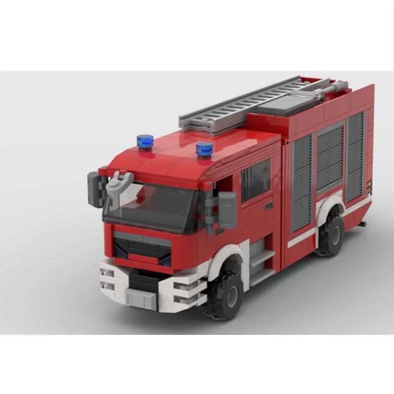 Building block MOC-117527 Fire truck Fire brigade truck construction model ornament 595PCS Children birthday gift Christmas toy