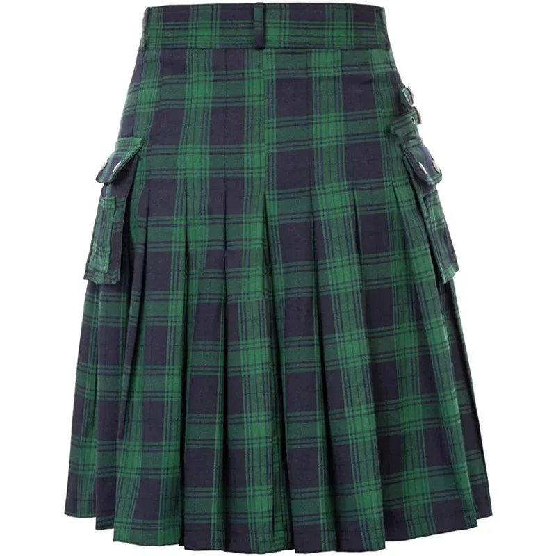 CyMens Scottish Traditional Highland Tartan Kilt 100% Cotton Jeans Hybrid Kilt, Modern Plaid Pleated Traditional Tartan Men's Ki view 5