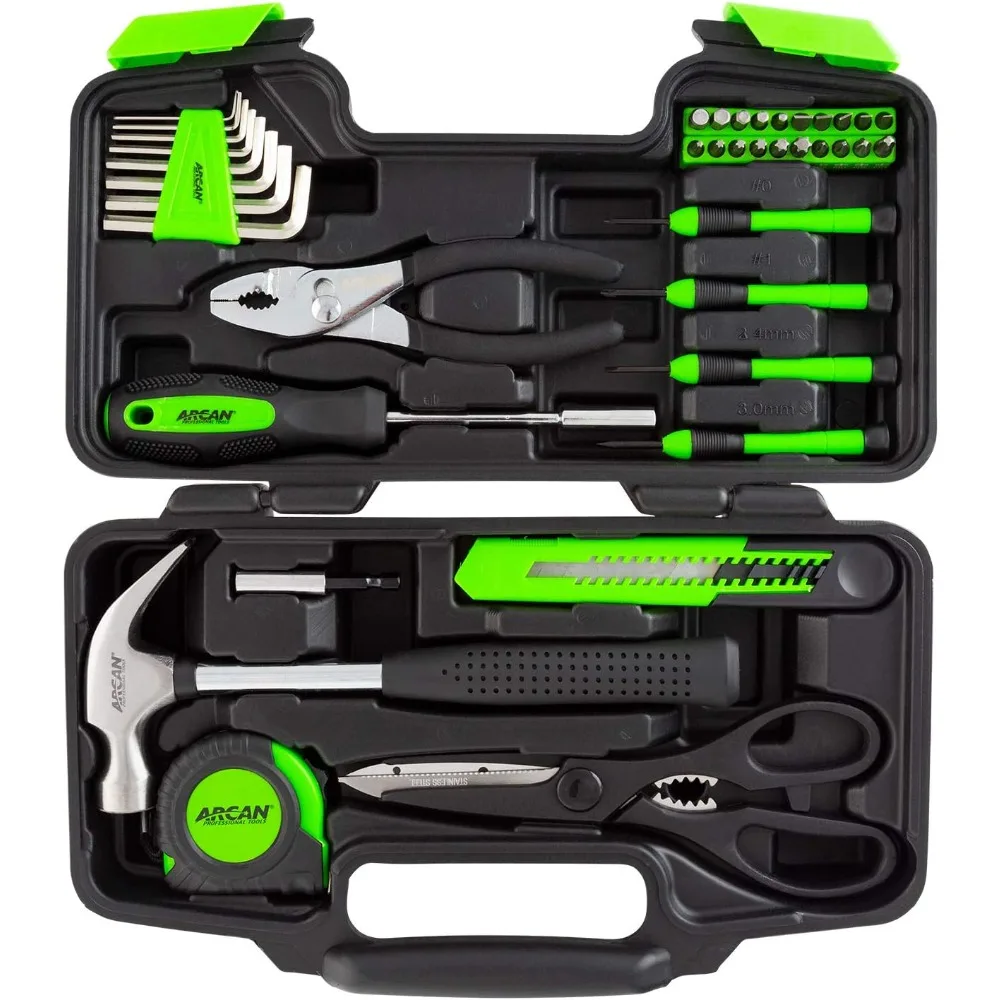 

ARCAN TOOLS Набор ручных инструментов для дома из 39 предметов для домашнего ремонта, дома, офиса, квартиры, общежития с футляром для хранения (ATS39PC)